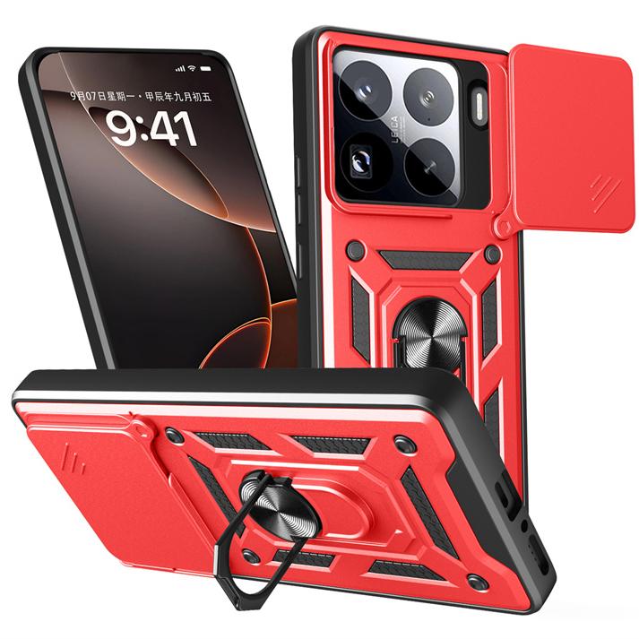 Armor Ring Stand Funda For Xiaomi 15 15Pro 5G Case Shockproof Slide Lens Protect Phone Cover for Xiaomi15 Pro Car Magnetic Funda