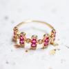 Elegant Retro Japanese Court Style Signet Ring with Imitation Ruby & Gold-Plated 925 Silver Cubic Zirconia