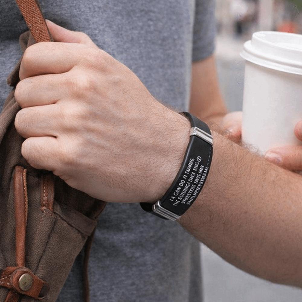 Silicone Material Christian Faith Bracelet Black Stainless Steel Inspirational Bracelet Gift