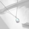 S925 Sterling Silver Geometric Pear Shape Opal Pendant Necklace Gold Plated Water Drop Pendant Clavicle Chain Necklace