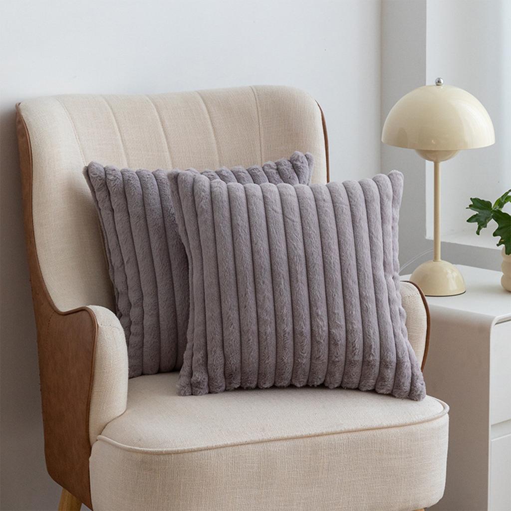 2Pcs Luxury Nordic Plush Cushion Cover Comfortable Textured Striped Throw Pillow Cover Soft Plush Pillowcase Living Room Decor