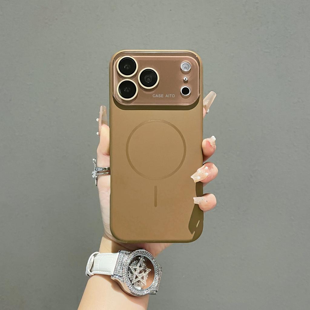 Large Window Magnetic Liquid Silicone Case For iPhone 17 Air 16 15 14 13 Pro Max For Magsafe Wireless Charge Matte Protect Cover