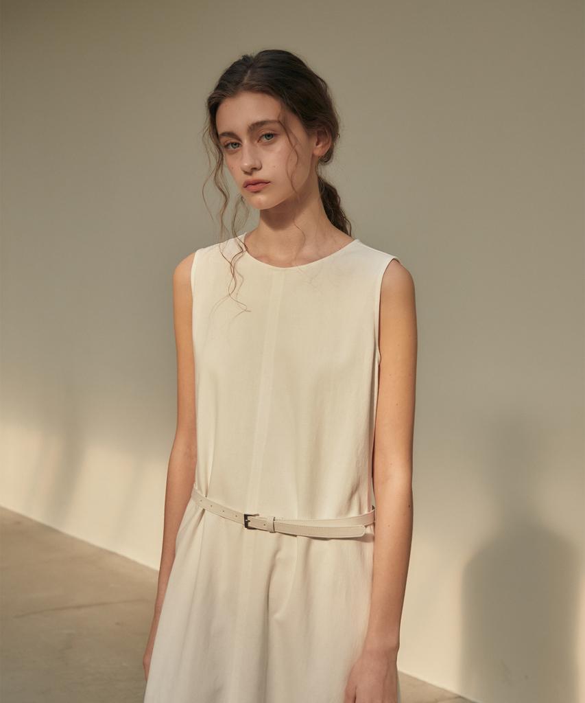 Deomago Linen Sleeveless Dress_Ivory