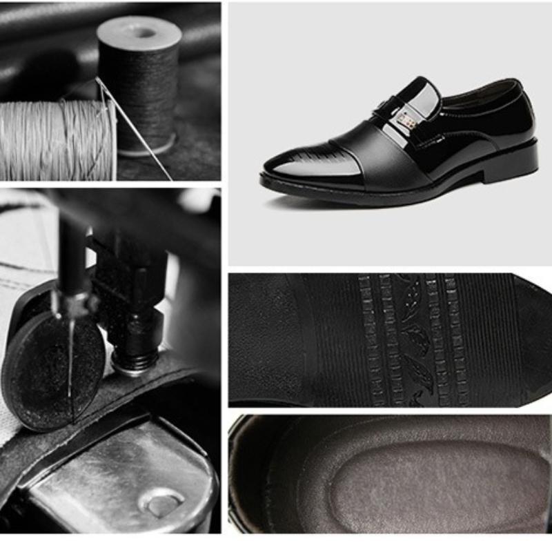 Luxury Leather Men Shoes for Wedding Formal Oxfords Business Casual Office Work Shoes for Men Big Size Men's Pointy Dress Shoes