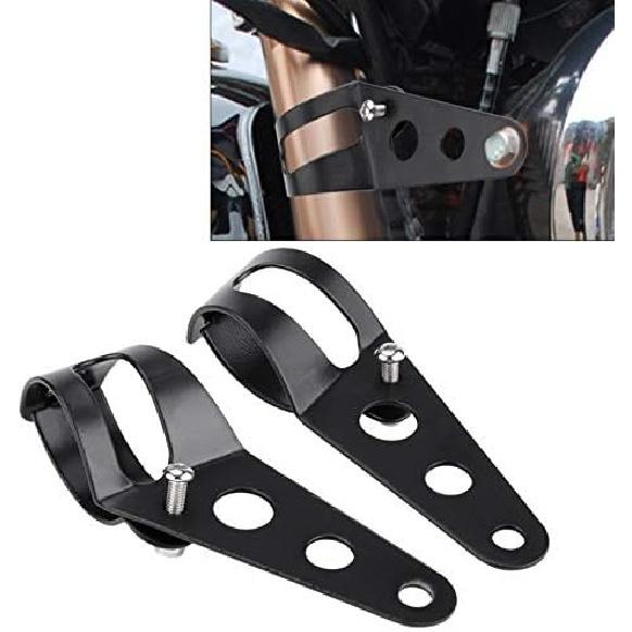 KIMISS Fork Headlight Mounting Bracket, 35-43mm Motorcycle Headlight Mount Bracket Fork Tube Clamp Kit Black for Chopper Cafe Racer