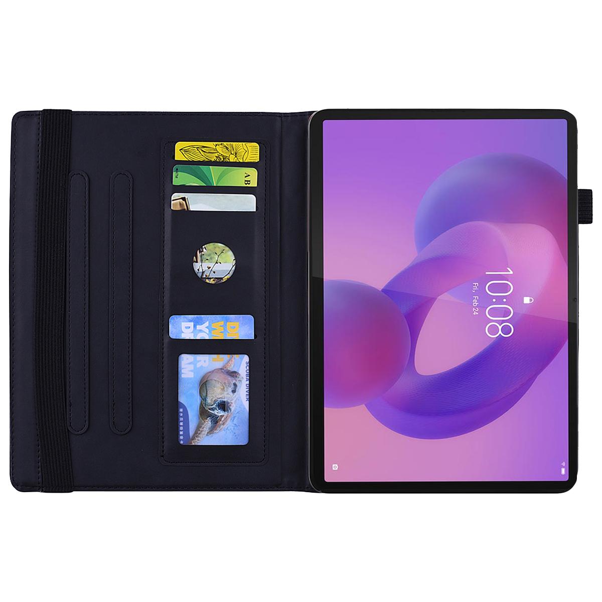 

For Lenovo Tab K10C/E10C Tablet Case Card Slots Leather Cover Flower Pattern Purple