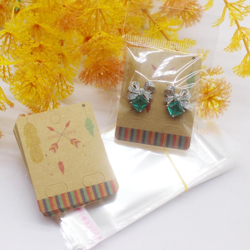 100 шт. Новая крафт-бумага для сережек 5x4 см Упаковочная карта для украшений ручной работы