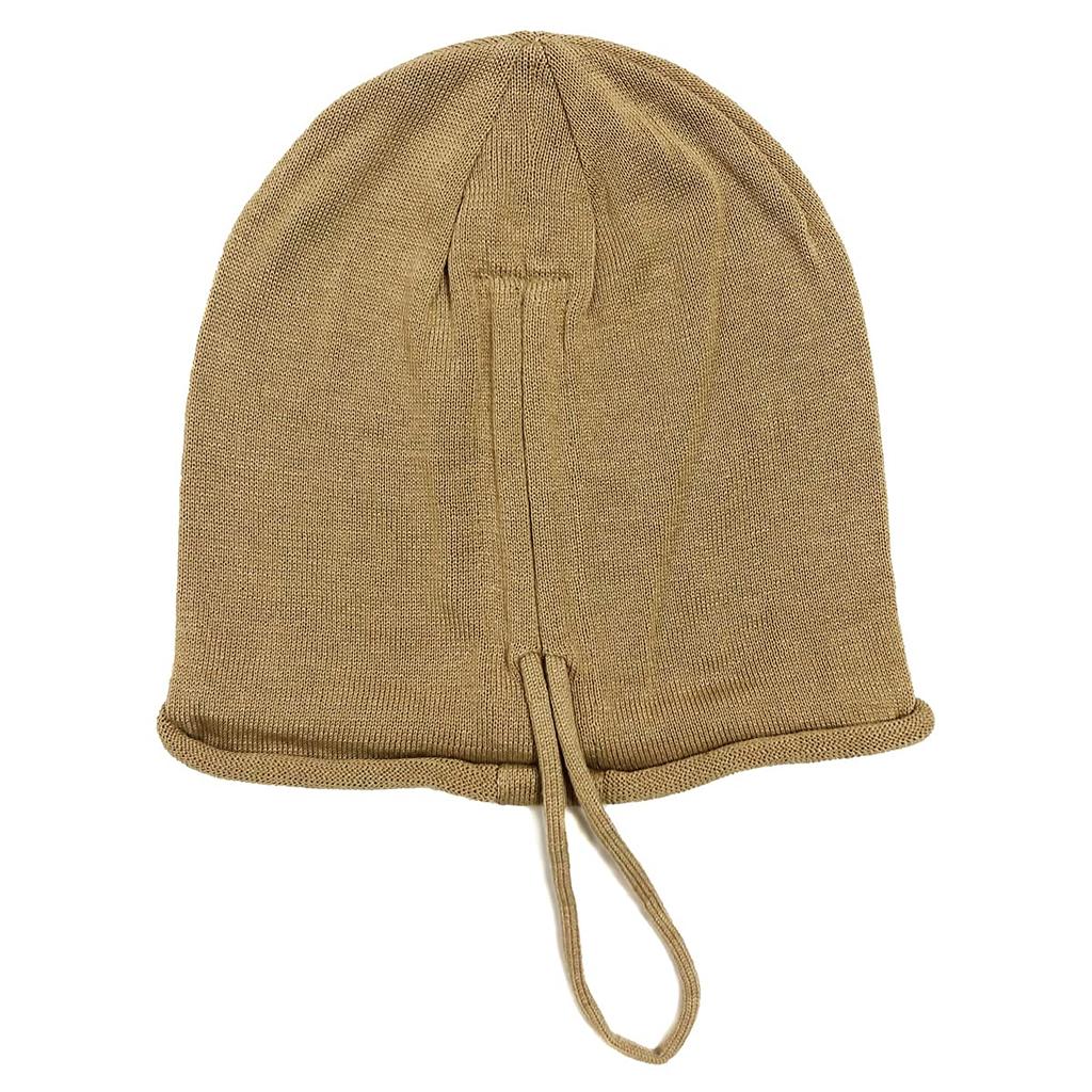 Basiquenti Knit Sweater Cap Solid Strings Thin Lightweight One Size Beige