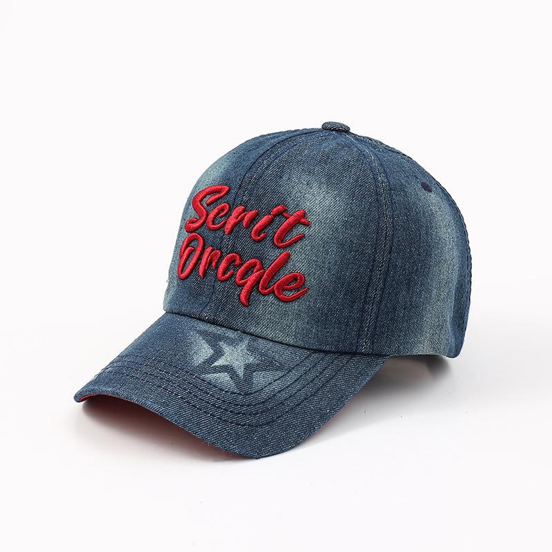 Alphabet denim baseball cap summer hat women's sunscreen cap fashion out of the street curved brim adjustable cap tide