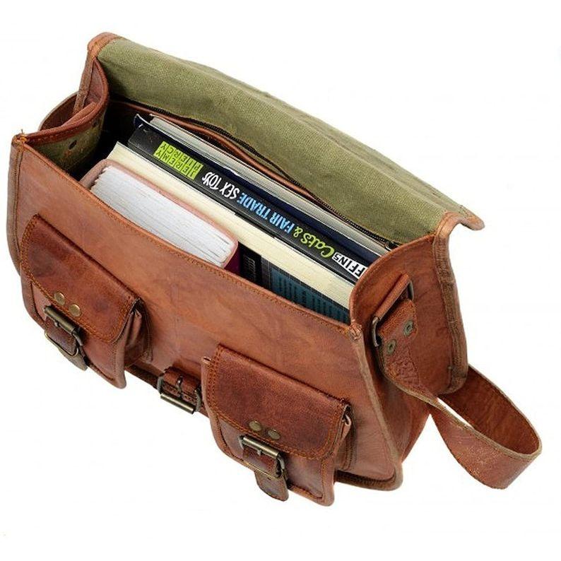 13-дюймовая женская сумка-тоут ручной работы из натуральной коричневой кожи в винтажном — фото 3