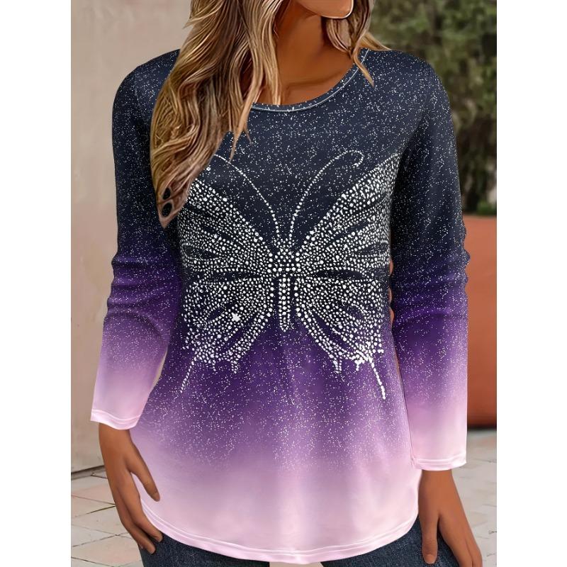 Vánoční téma Sněhová vločka 3D tisk Tričko s dlouhým rukávem do O-výstřih Móda Dámské oblečení Běžné oblečení y2k Harajuku Dámské oblečení