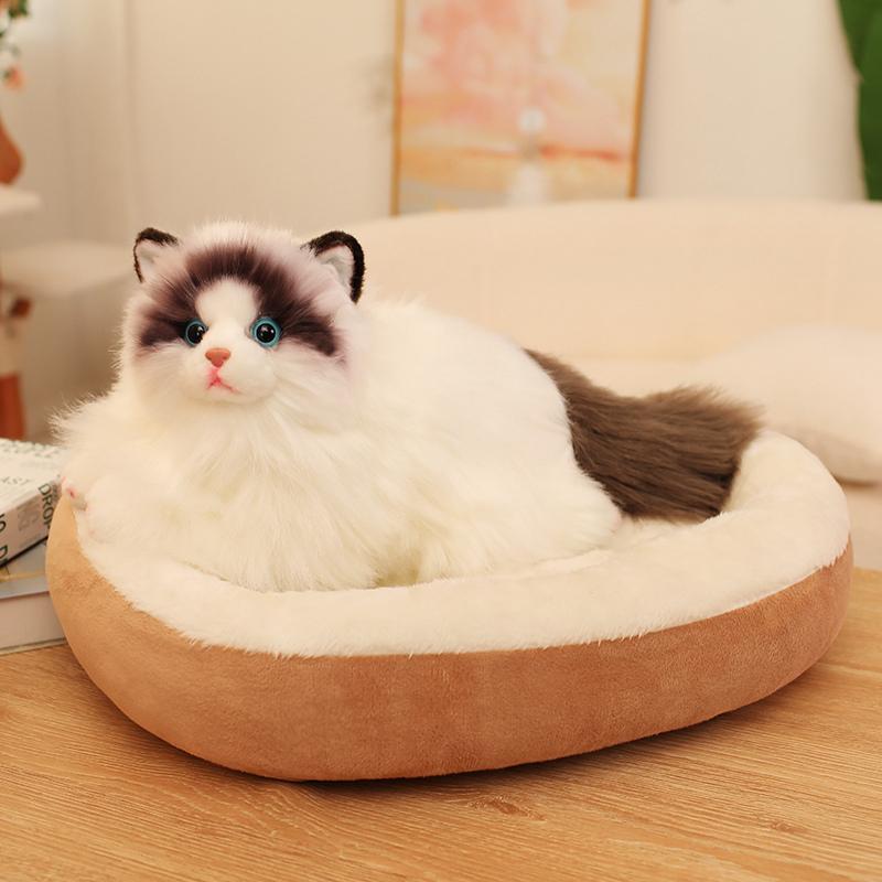 Søt Simulering Plysj Klutdukke Katteleke Myk Tegneserie Kosedyr Fluffy Hjemmedekor Gaver Til Jente