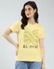 Women's Printed Round Neck Top Yellow M