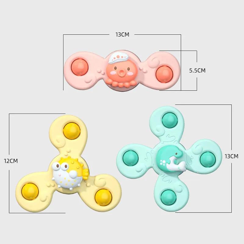 Montessoris Baby Spin Top Bath Toys For Boy Children Bathing Sucker Spinner Suction Cup Toy For Kids 2To4 Years Rattles Teether