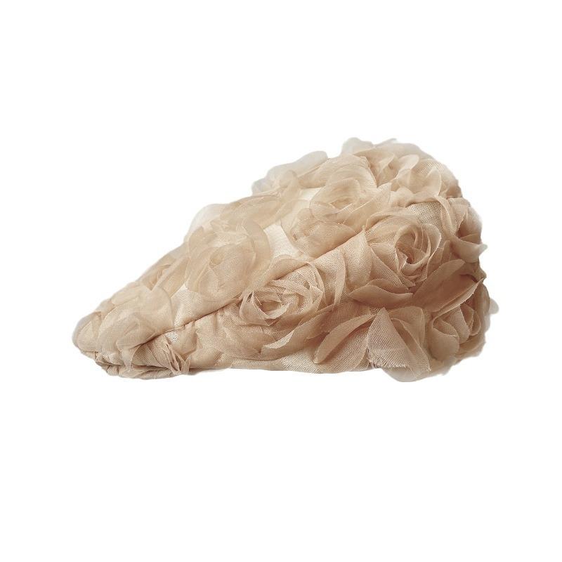 Korean Spring/Summer Niche High-End Rose Flower Beret for Women, Vintage Stylish Beret, Painter's Hat
