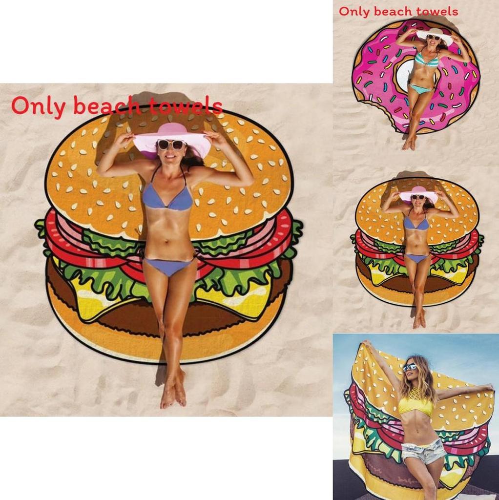 Hamburgers Donuts Pizza Design Sweet Donut Hamburger Pizza Beach Towel With Quickdry Material For Vacation