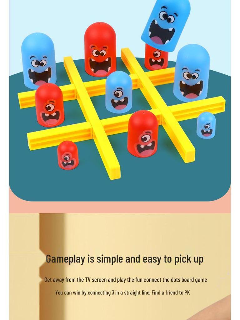 Kids' Educational Matryoshka Tic-Tac-Toe & Connect-the-Dots Card Game Set