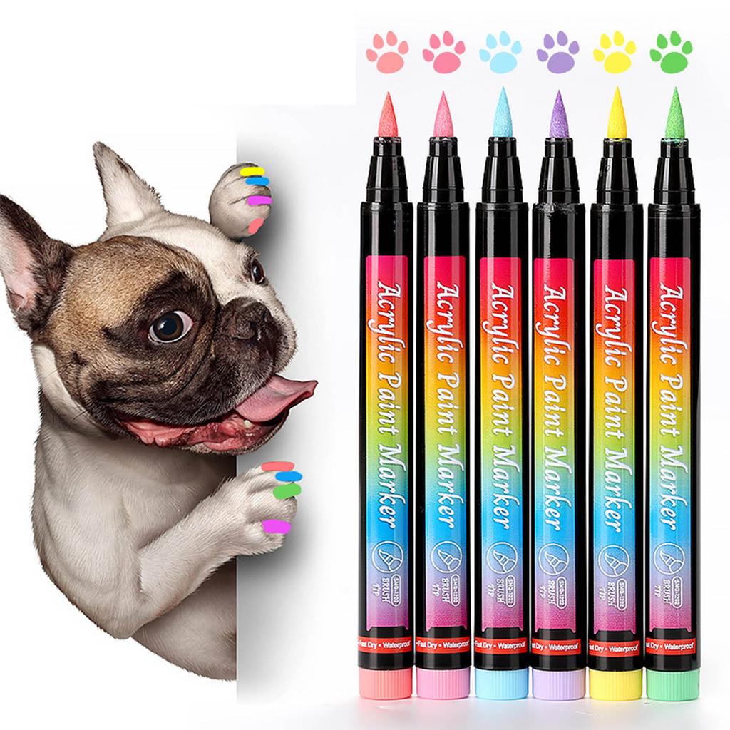 12 Colors Washable Pet Nail Coloring Marker Pens for Dogs Cats Nail Art Pens Kitten Nail Grooming Brush Set Pet Supplies