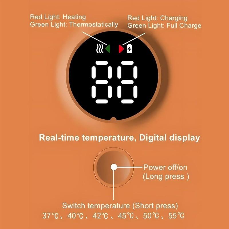 Wireless Portable Milk Bottle Warmer 37-55° Adjust Temperature Baby Warmer Bottle USB Rechargeable LED Display Milk Warmer