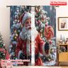 2pcs 2D Flat Printing Merry Christmas Curtain Santa Claus Christmas Gift Lollipop Fabric Without Electricity Family Party Use