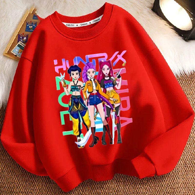 Children's Trendy Witch Hunt Team Hoodies for Autumn and Winter, Casual Long-sleeved Round-neck Hoodies for Boys and Girls