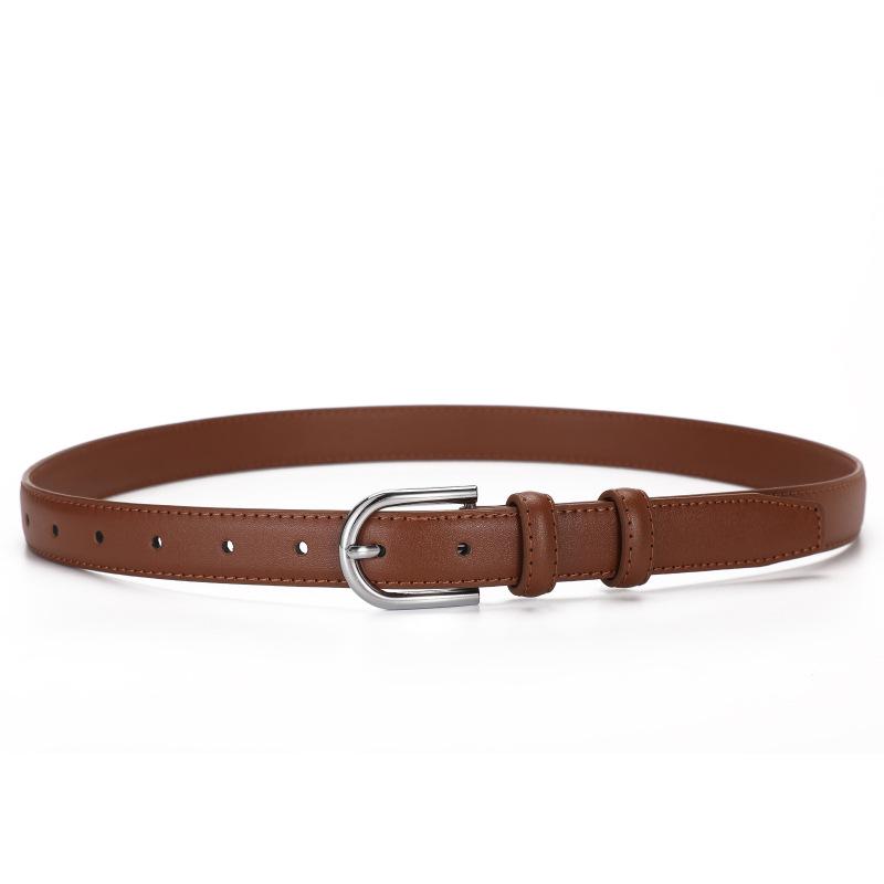 Women's Versatile Pin Buckle Leather Belt for Casual Pants and Dresses