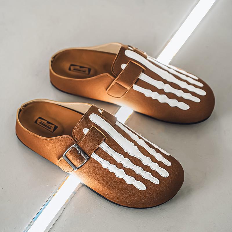 

Новые костяные тапочки ниша манго голова низкий верх половина тапочки ленивые одна педаль доска обувь мужчины N88-6 44 верблюд