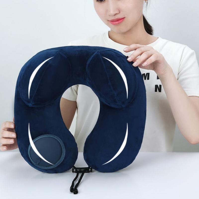 U-Shaped Comfortable Self-Inflating Air Pillow Neck Support Inflatable Airplane Travel Neck Pillow Inflatable Sleeping Pillow