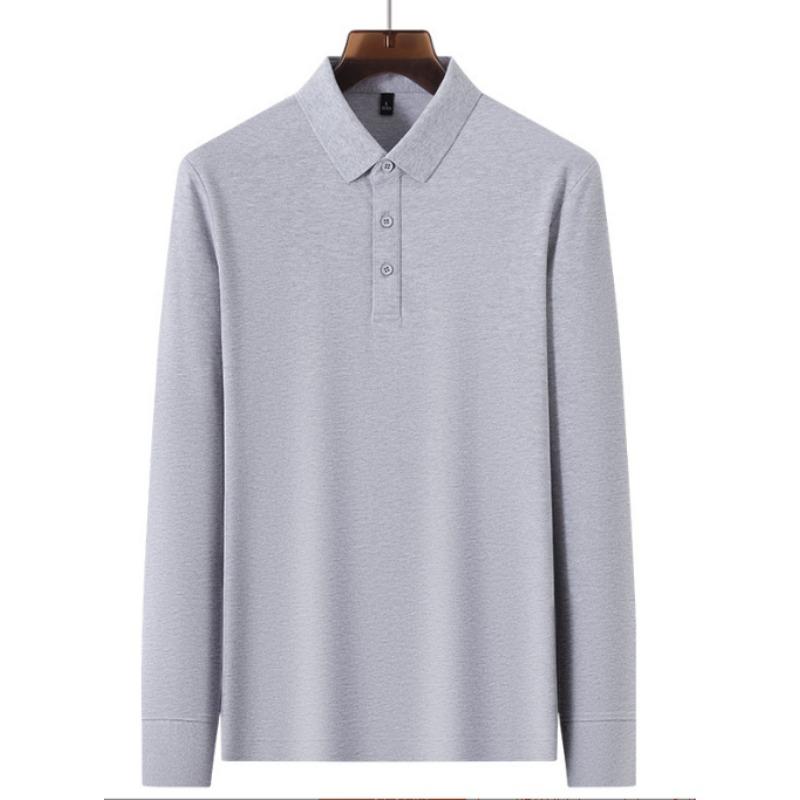 Affärsmäns Casual Enfärgad Höst och Vinter Långärmad Bas Skjorta med en Exklusiv Känsla och en Pikékrage