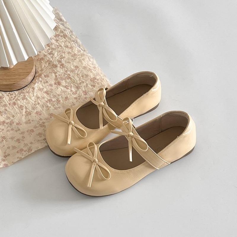 Retro round head Mary Jane shoes new with skirt bow small leather shoes student cute women's shoes