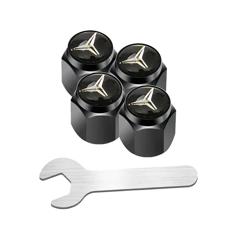 C200 E200 New 2025 For Mercedes Benz 4pcs Alloy Car Wheel Stem Air Valve Cap Tire Dust Cover Accessory For Mercedes Benz W222 W2