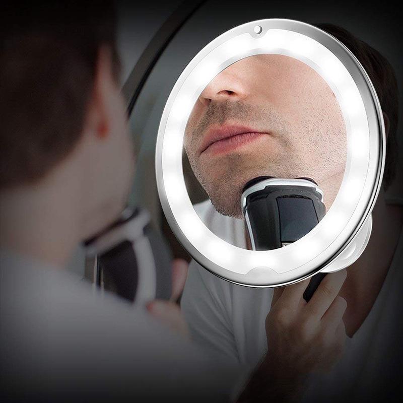 36V 5X/10X LED Mirror Makeup Mirror with LED Light Vanity Miroir LED Miroir Magnifying Mirror Magnifying with LED Light White + silver