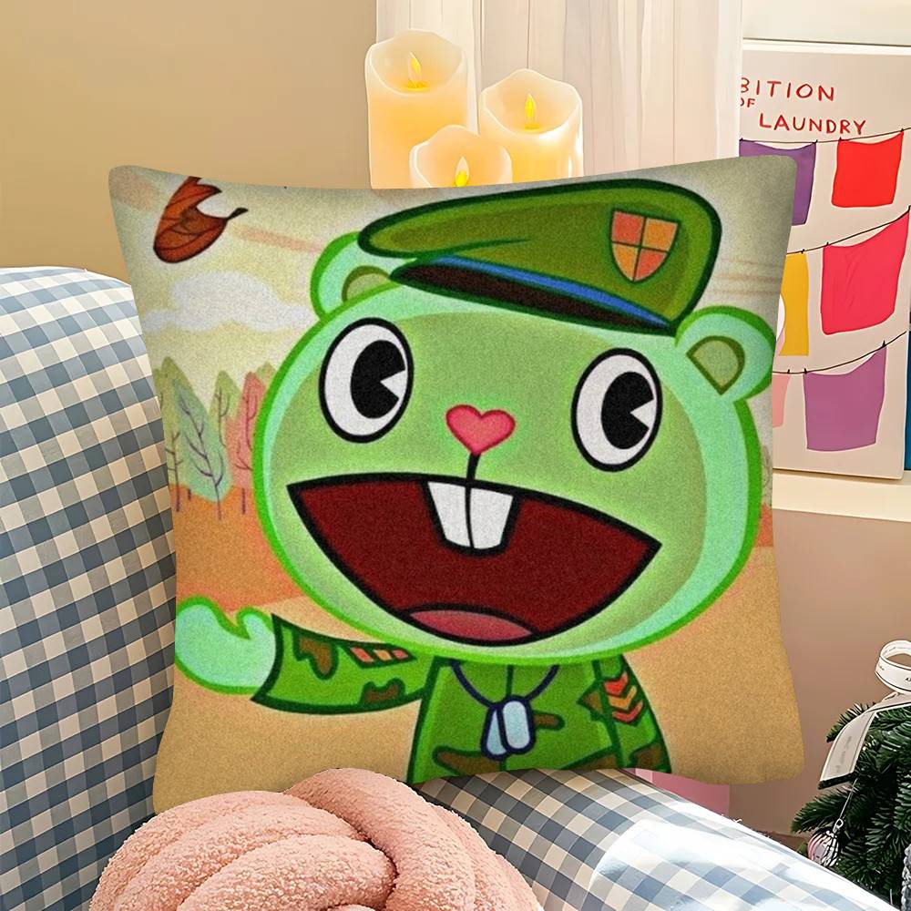 1Pc Anmie A-Happy Tree Friends-S Pillow Case Fashion Square Pillowcase Bedroom Sofa Room Ins Decoration Leisure
