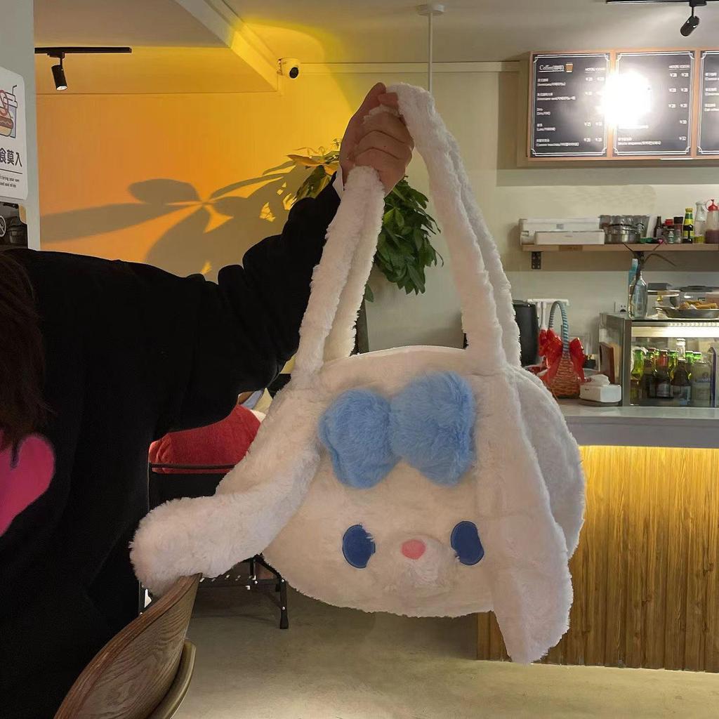 Pluszowa Torba na Ramię Toffee Rabbit - Duża Pojemność, Japoński Design Niszy, Idealna dla Studentek