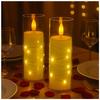 LED Pillar Candle with String Lights and Remote Control - 3 Sizes