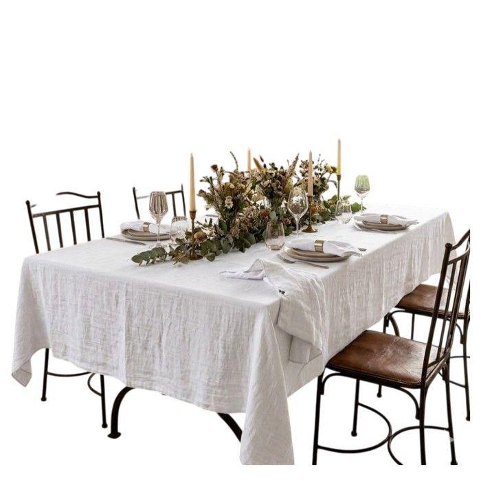 Nappe rectangle en gaze de coton 150 x 250 cm Gaia blanc