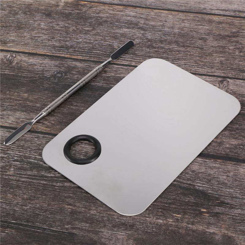 A04V Professional Makeup Palette Tray Mixed Make Up Stainless Steel Liquid Foundation Palette Watercolor Art Makeup Tools
