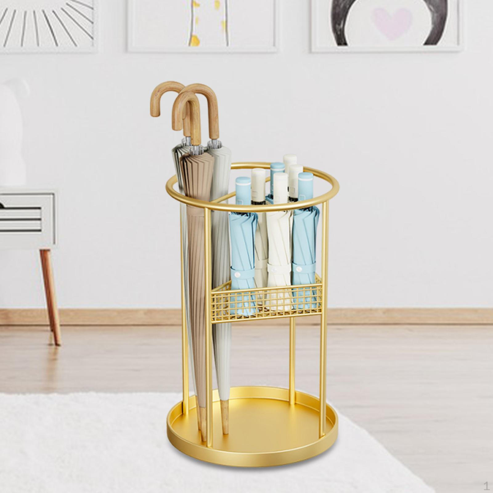 

Компактное ведро-подставка для зонтов, тростей и палок для ходьбы золотой