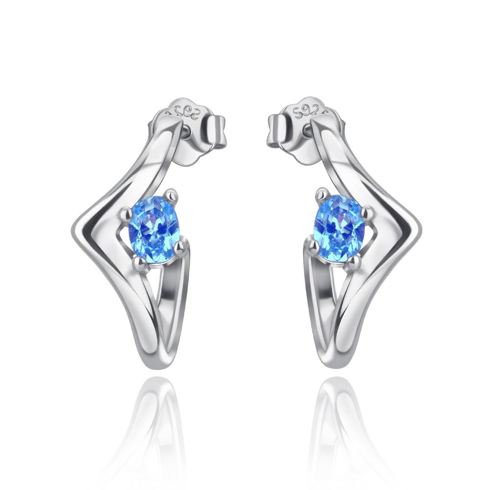 

Popular Blue CZ Irregular Geometric Stud Earrings for Women Fashion Zircon Party Gift