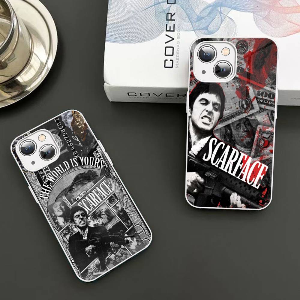 Classic S-Scarface Film Tony For iPhone 14 13 12 Mini 11 Pro XS Max X XR 14 Plus Tempered Glass Cover