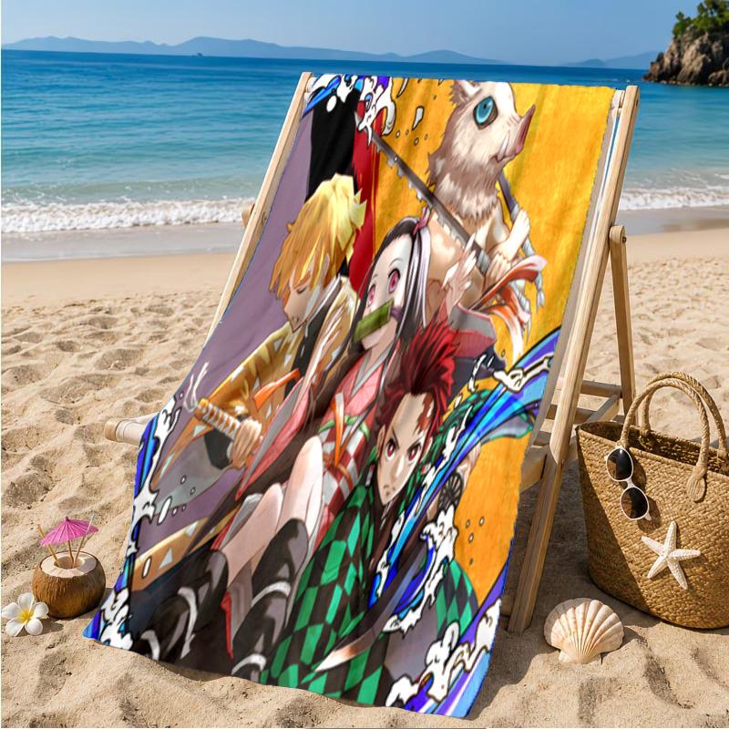 Demon Anime Group Beach Towel Microfiber Beach Towel, Lightweight and Quick-Dry, for Summer Travel, Swimming Pool Fan Birthday Gift