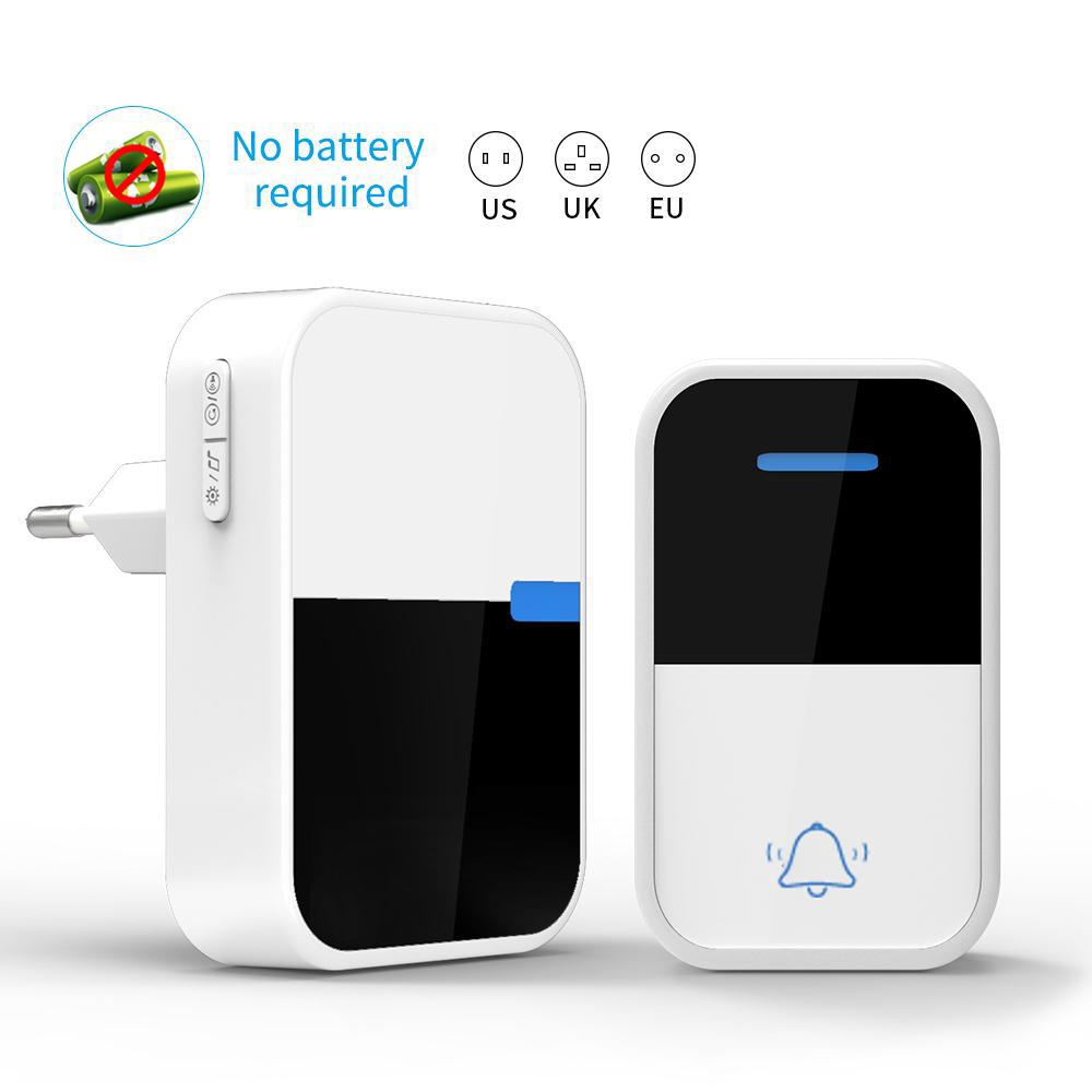 Neue kabellose Türklingel, keine Batterie erforderlich, wasserdicht, mit eigener Stromversorgung, 38 Musikarten, Home Ring Dong, Willkommens-Türklingel