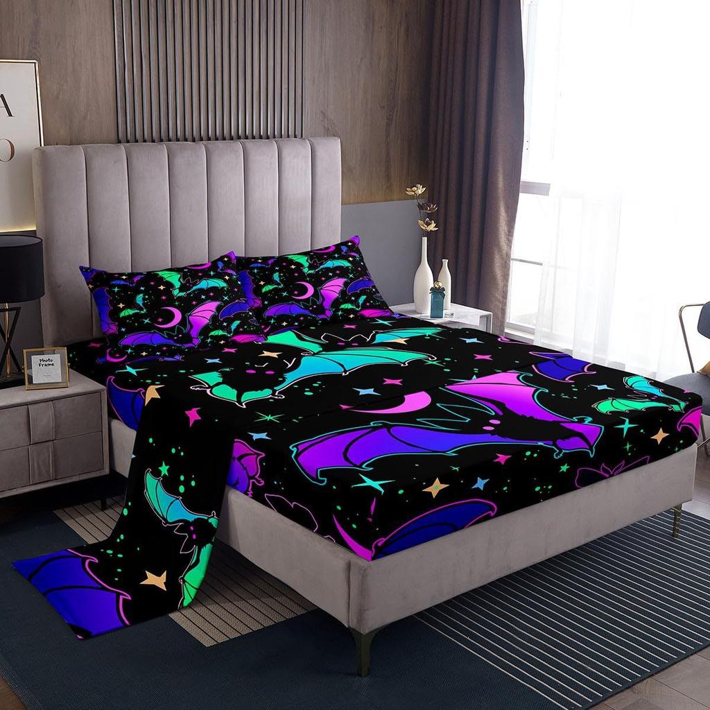 Cartoon mushroom pattern mattress four-piece bedding set bedroom dormitory bedding decoration