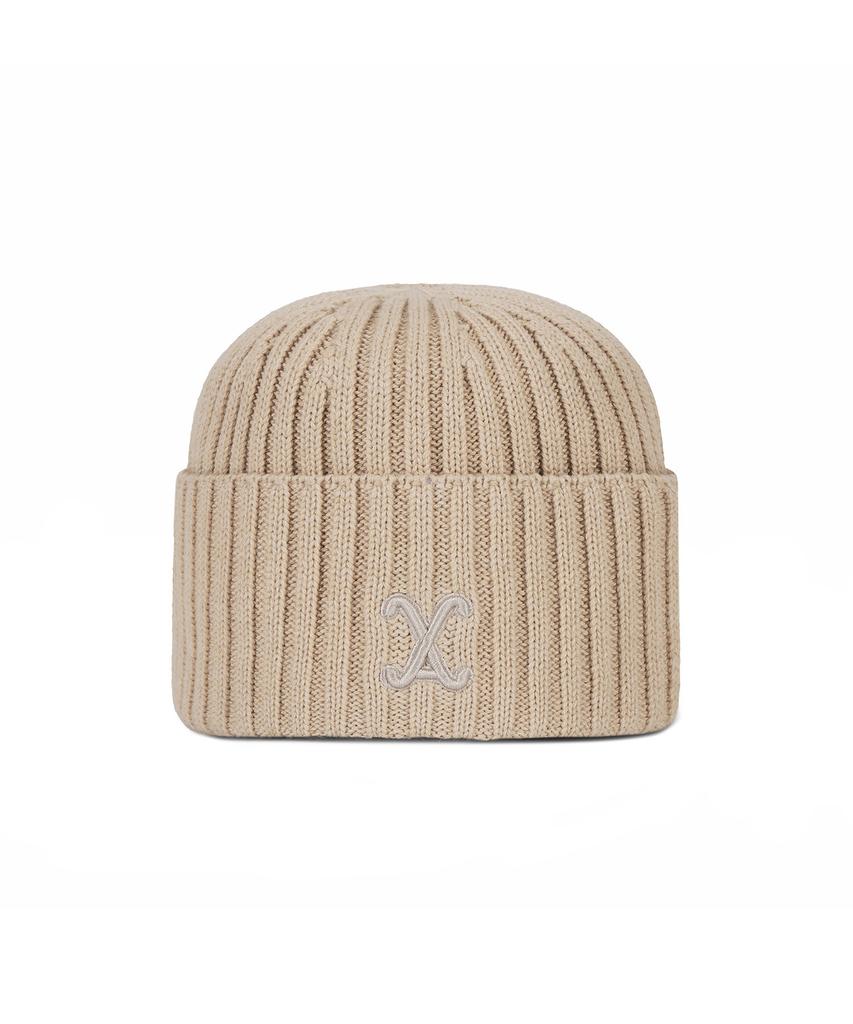 Bajal Va Curved Logo Washed Beanie Beige