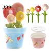 Coffee And Tea Measuring Spoons 4Pcs Flower Set, Ceramic Nesting Cups with Stand, Pot Spoon Set Cute Kitchen Baking Tool for Tea, Gift Bakers Utensil
