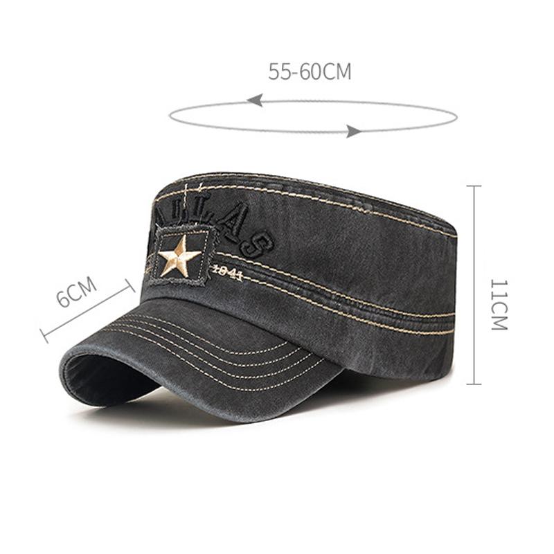 Cappello Piatto Ricamato Primavera Autunno Uomo Cappello Traspirante Berretti Militari Visiera Esercito Cappello Allenamento Cappelli Cadetto