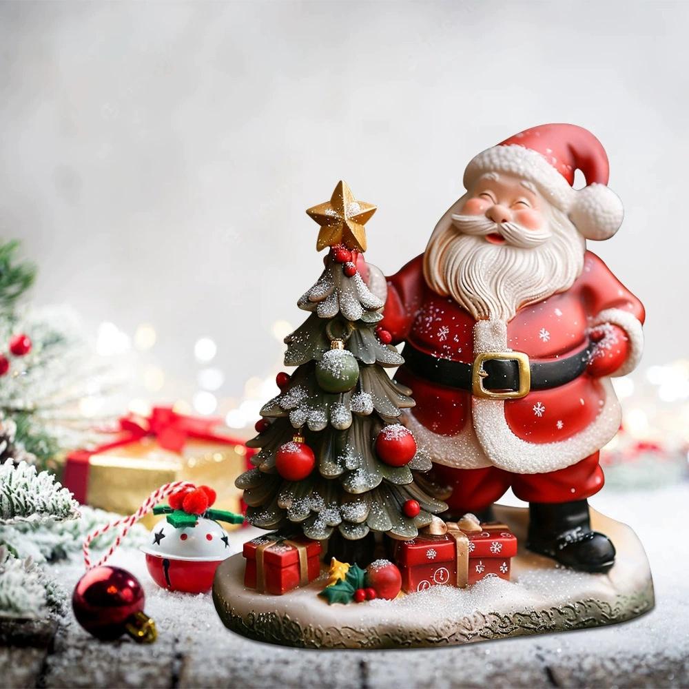 New Christmas Santa Claus Statue Resin Santa Claus Decoration Christmas Tree Decorative Home Desktop Figurine Ornament Holiday