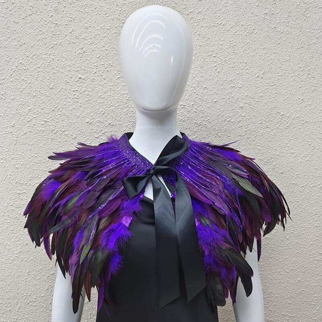 Gothic Feather Shawl Stage Makeup Ball Costume Accessories