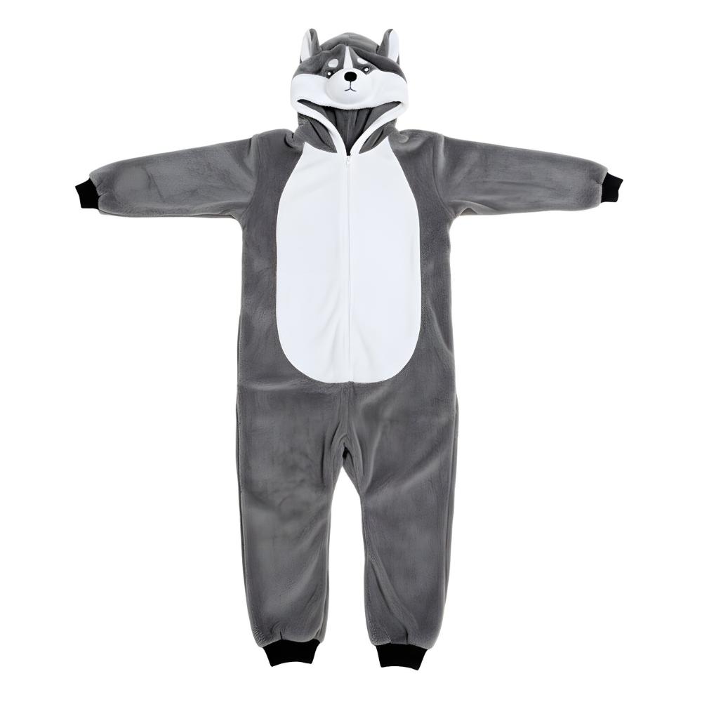 Piżama Onesie Kigurumi Kostium Przebranie Szary Husky Dzieci 95 - 105Cm