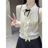 Olo Neck Knitted Sweater Women's Fungus Edge Bow Long-sleeved Bottoming Shirt Autumn and Winter Design Sense Inner Top